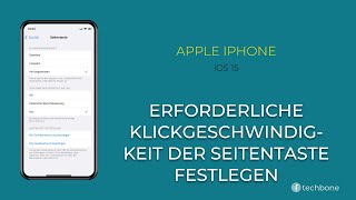 Erforderliche Klickgeschwindigkeit der Seitentaste festlegen  Apple iPhone iOS 15 [upl. by Mungo626]