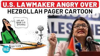 Rashida Tlaib Rages On Being Shown With Exploding Pager In Cartoon  US Congress  Lebanon  Israel [upl. by Sahpec]