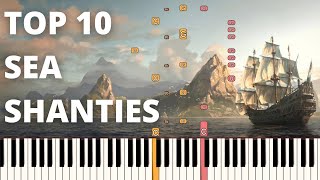 Top 10 Sea Shanties  Piano Medley Tutorial [upl. by Arber]