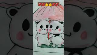 simple easy drawing cute couple under umbrella💞 viral short video💞👍👍 [upl. by Docilla928]