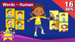 Kids vocabulary Theme quotHumanquot  Action verbs Body Feel  Words Theme collection  Learn English [upl. by Orme]