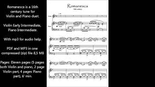 Romanesca Violin Piano duet 16th century music score download [upl. by Mel846]