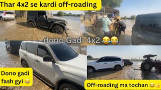 Thar 4x2 vs Scorpio 4x2 offroading ye Kya Halat hogyi dono Gadi ki 😂cars arunpanwar mahindrathar [upl. by Kanor]