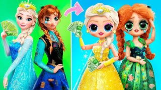 Rich Elsa and Broke Anna  31 Frozen DIYs for LOL OMG [upl. by Collen]