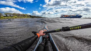 Kajak fahren Anpaddeln bei 5 Bft auf der Elbe Hamburg 2024 Kajak Surfski C10 🔥schalte 4K ein🔥 [upl. by Euqirrne163]