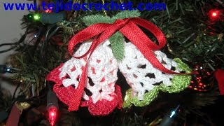 CAMPANAS de navidad en tejido crochet o ganchillo tutorial paso a paso Moda a Crochet [upl. by Annohsal]