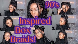 90s INSPIRED BOX BRAIDS HAIRSTYLES [upl. by Allerie]