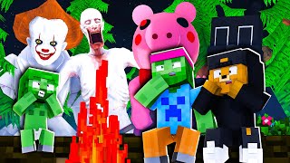 1 NUIT en FORÊT avec les MONSTRES PRÉHISTORIQUES Minecraft  DF35 détruite  💥😨 Famille Diabolo [upl. by Shalna]