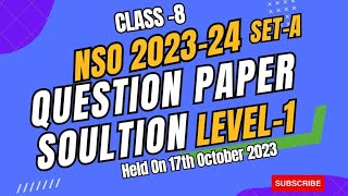 Class 8 NSO 202324 Level 1 Question Paper With Complete Solution  NSO 202323  SETA Paper [upl. by Nappy]