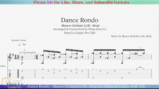 Dance Rondo  Mauro Giuliani 17811829 for Classcial Guitar with Tab [upl. by Germaun]