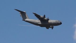 Airbus A400M Atlas flying display at Farnborough Airshow 2014 FWWMZ [upl. by Latsyek]