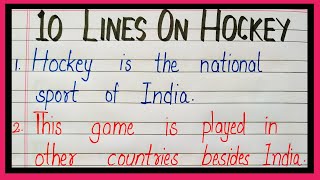 10 lines on hockey in english  Essay on hockey in english [upl. by Nassah53]