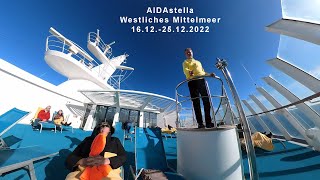 AIDAstella Rundgang Oberdeck mit AnytimeBar Weihnachten 2022 [upl. by Oinotla]