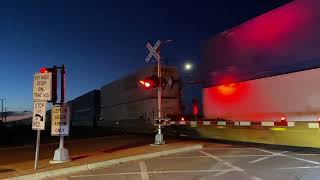 BNSF “Q” Passes Over the Dugan Rd Crossing at Dusk  Sugar Grove IL [upl. by Sousa]