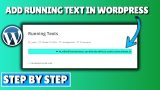 How to add running text in wordpress 2024 [upl. by Bland]