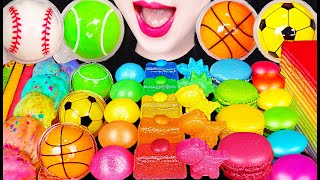 ASMR Rainbow Dessert Jelly Kohakuto Basketball Gummy 젤리 코하쿠토 농구공 먹방 Mukbang Eating [upl. by Esirahs]