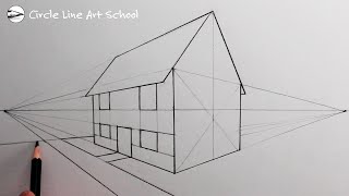 How to Draw a House using Two Point Perspective for Beginners [upl. by Edin]