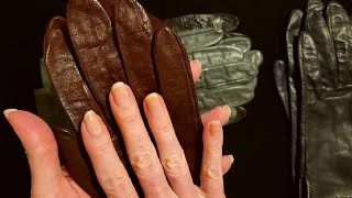 ASMR  Womens Leather Gloves Show amp Tell  TryOn Whisper [upl. by Eliath]