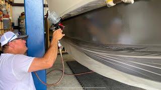 Majek Red Fish Line 18’ Rebuild Video25 Spraying Gelcoat Using 3M Accuspray Gun [upl. by Asirehc]