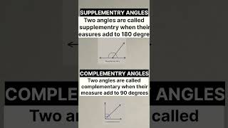 Supplementry and complementary anglesmathshorts geometry shorts [upl. by Yruam464]