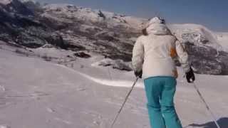 Hemsedal skiing Totten  Lodgen non stop Top to bottom 810 m vertical drop [upl. by Ellives]