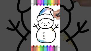 How to Draw a Snowman in a Santa Hat  Fun Christmas Art for Kids short [upl. by Almita903]