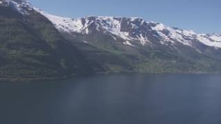 Fjord Mountains Lofthus Ullensvang Kinsarvik  Flying Over Norway [upl. by Elyssa102]