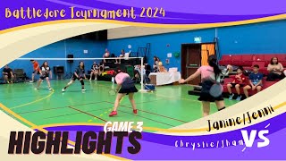 Battledore Tournament  Game 3  JaJenni vs ChryslieJham [upl. by Kobylak]