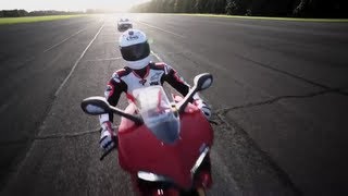 200mph Drag Race Porsche GT2 RS v Ducati 1199 Panigale  CHRIS HARRIS ON CARS [upl. by Thay]