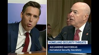 Sec of Homeland Security Mayorkas takes Sen Josh Hawley down hard during contentious hearing [upl. by Enohpets391]