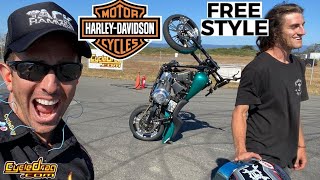 Most Amazing HARLEY STUNT RIDER Must see DRIFTING WHEELIES amp FREESTYLE [upl. by Ainavi940]