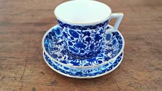 Royal Crown Derby China Blue Wilmot Large Breakfast Cup Saucer and Side Plate [upl. by Oisacin327]