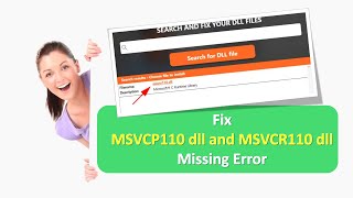 How to Fix MSVCP110 dll and MSVCR110 dll Missing Error for 32 and 64 bit machines [upl. by Aremahs813]