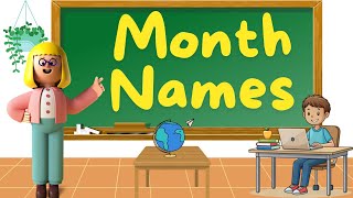 Months of the Year with Spellings Learn Month Names Names of twelve months January February [upl. by Novelc800]