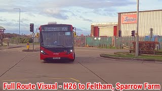 Full Route Visual  London Bus Route H26  Hatton Cross to Feltham Sparrow Farm  8166 SN66WNT [upl. by Eiltan911]