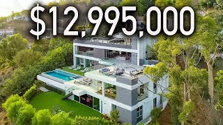 Touring a 4Story Modern Mansion in the Hollywood Hills with PERFECT City Views [upl. by Ilojne]