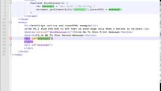 JavaScript onclick and innerHTML Tutorial [upl. by Aieken]