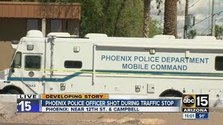 Phoenix police officer shot during traffic stop [upl. by Amirak]