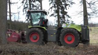 Claas Xerion 5000 mit Forstausüstung und ahwi Forstmulcher [upl. by Anelys]