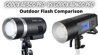 godox ad300pro vs godox ad400pro outdoor ttl hss wireless battery powered flash strobe comparison [upl. by Yecnay395]