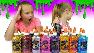 3 COLORS OF GLUE SLIME CHALLENGE [upl. by Lupien]