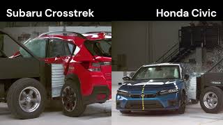 Crash Test  Subaru Crosstrek vs Honda Civic in new IIHS Side Crash Test [upl. by Lyndsay]