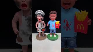 Cute Clay Bobbleheads ：Little Chefs and the French FryLoving Boy [upl. by Ybok]