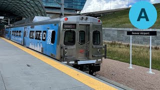 Riding Denver RTD A Line Denver International Airport DIA to Union Station in Downtown Denver [upl. by Einnalem]