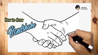 How to draw Handshake easy [upl. by Ozzy]