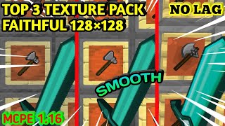 Top 3 Texture Pack Faithful 128×128 Mcpe 116  No Lag Ram 1GB [upl. by Weidman]