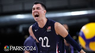 Team USA controls match vs Argentina throughout mens volleyball opener  Paris Olympics [upl. by Fredia]