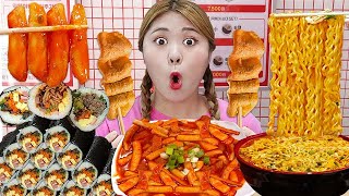 MUKBANG Spicy Teokbokki amp gimbap Eating Sound by HIU 하이유 [upl. by Akeit532]