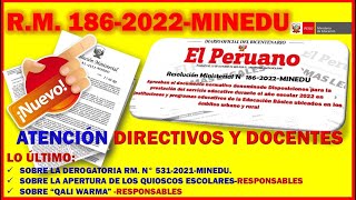 LO ÚLTIMO DEL MINEDU  RM N° 1862022 “NUEVAS DISPOSICIONES DEL SERVICIO EDUCATIVO 2022” [upl. by Madlen558]