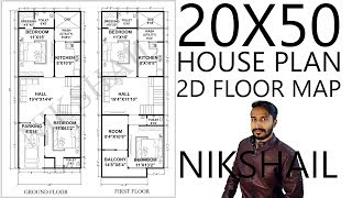 20X50 House plan map by nikshail [upl. by Airdnna]